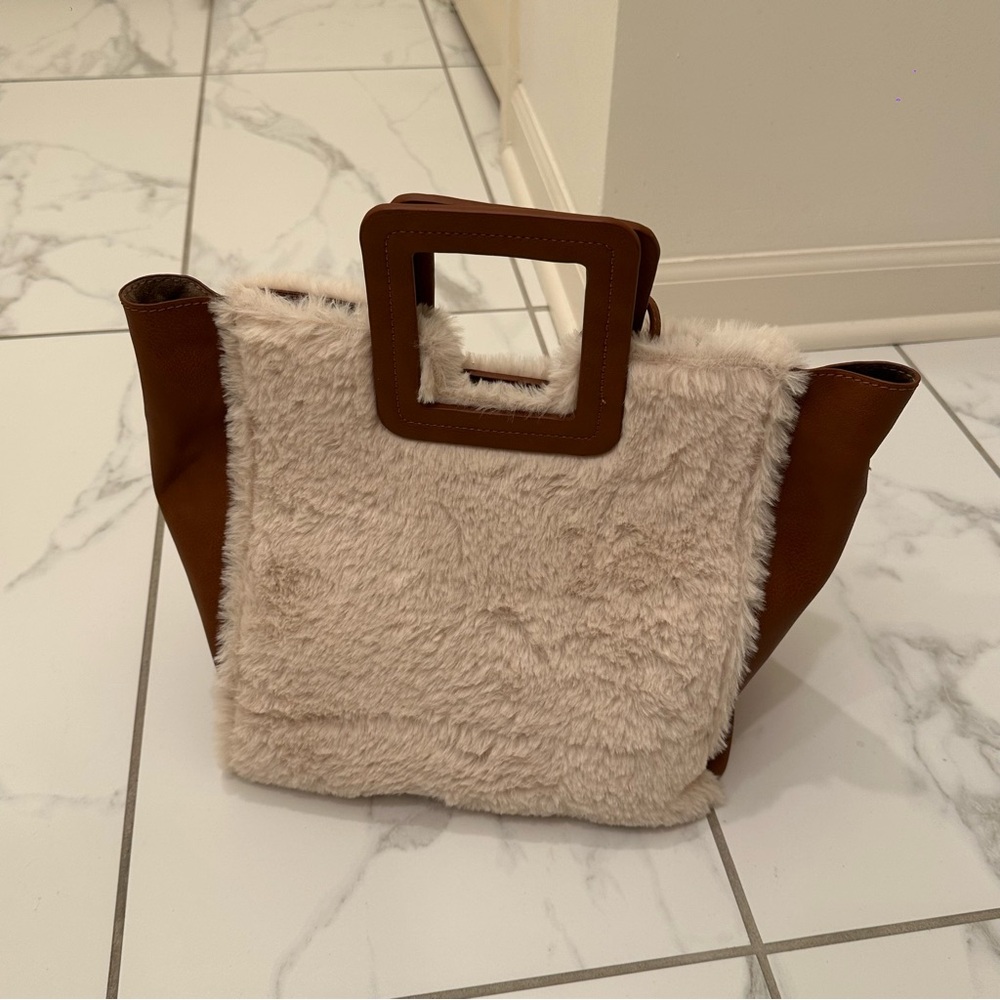 FFC NEWYORK VEGAN LEATHER FUR SHERPA PURSE BAG
